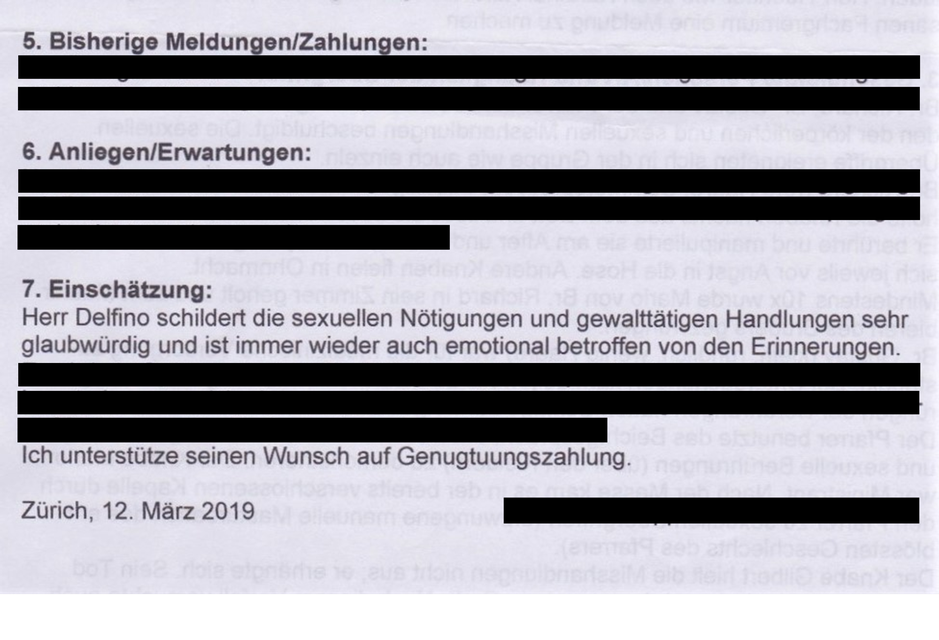 Estratto della decisione di revisione in cui le testimonianze di Mario Delfino vengono definite “molto credibili” ("sehr glaubwürdig").
