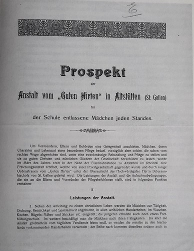 L'opuscolo pubblicizza con le parole: “Oltre a una guida alla vita cristiana, le ragazze sono incoraggiate a essere attive, pulite e parsimoniose” ("Neben der Anleitung zu einem christlichen Leben werden die Mädchen zur Tätigkeit, Reinlichkeit und Sparsamkeit angehalten.")
